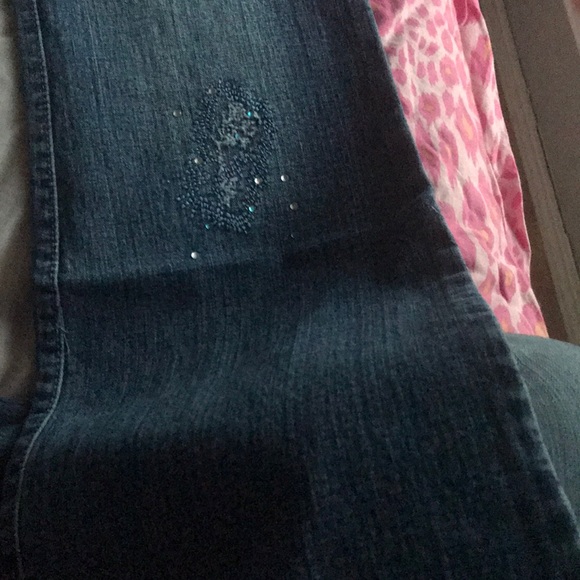 Awesome Bling jeweled Silver KISS boot cut jeans!! - Picture 7 of 8